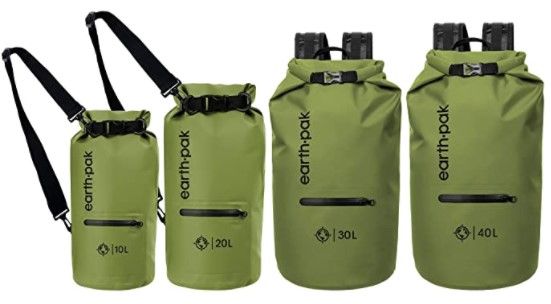 Earth Pak- Waterproof Dry Bag with Front Zippered Pocket Keeps Gear Dry for Kayaking